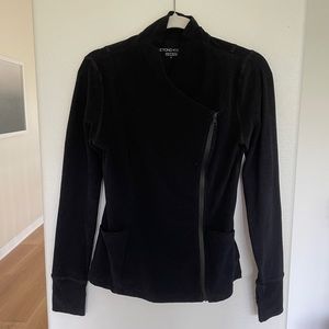 Womens Beyond Yoga Black Zip up Sweater Spacedye